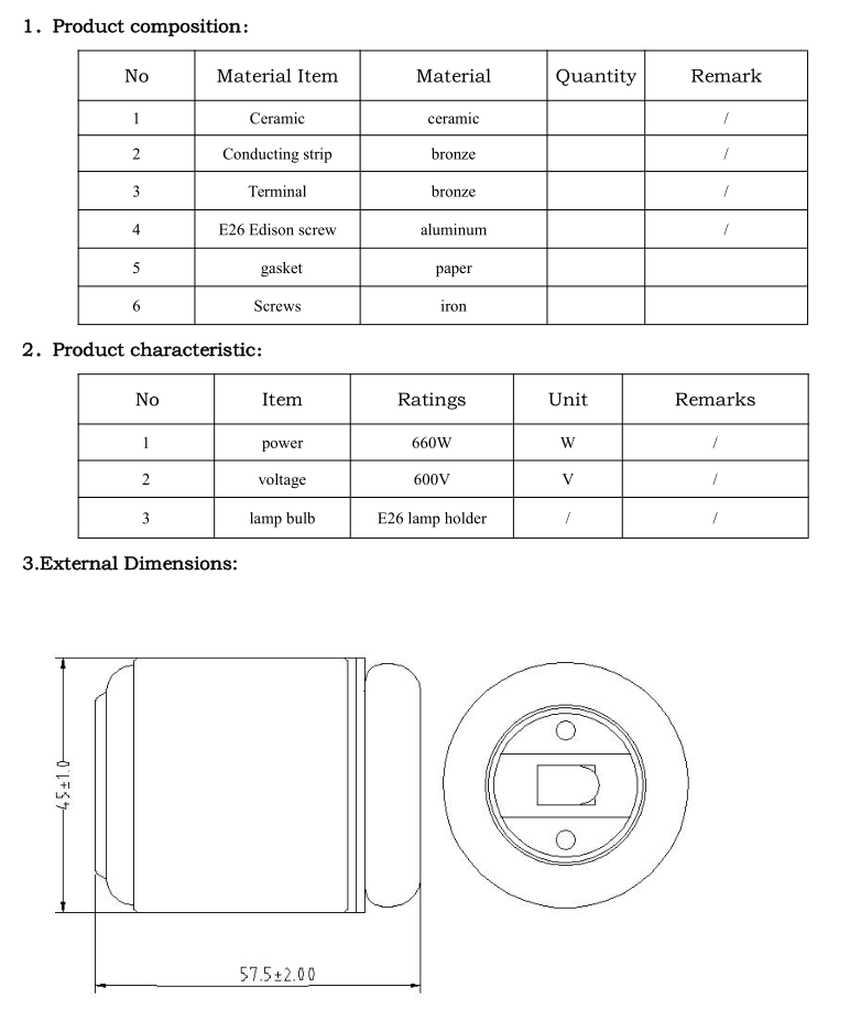 Product overview of E26 ceramic clamp lamp holder